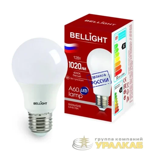 Лампа светодиодная LED A60 220В 12Вт E27 1020лм 4000К BELLIGHT 