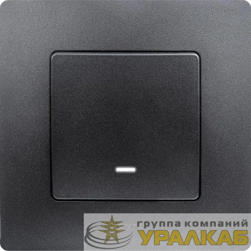 Выключатель 1-кл. СП Etika 10А IP20 250В 10AX с подсветкой/индикацией авт. зажимы механизм антрацит Leg 672603 детальная картинка
