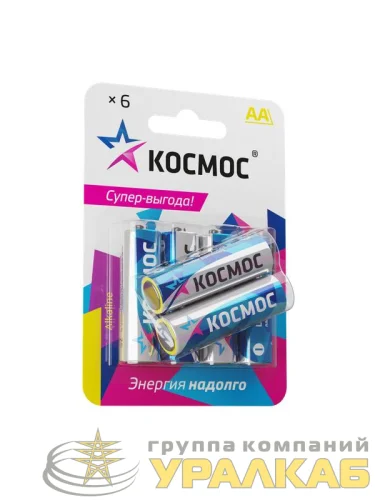 Элемент питания алкалиновый AA/LR6 BP-6 (блист.6шт) КОСМОС KOCLR6BL6 детальная картинка