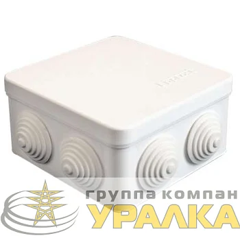 Коробка распределительная ОП 105х105х56мм IP54 7 выходов 4 гермоввода крышка защелкивающаяся бел. Epplast 100011