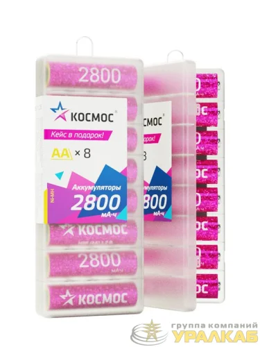 Аккумулятор AA/R6 2800мА.ч NI-MH 8b (уп.8шт) КОСМОС KOCR6NIMH2800mAh8B детальная картинка