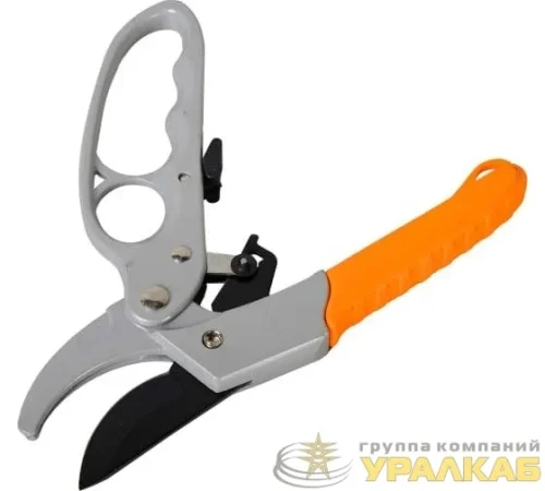 Секатор 200мм возвратная пружина храповый механизм тефлоновое покр. метал. обрезинен. рукоятки Вихрь 