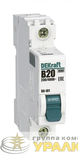 Выключатель автоматический модульный 1п B 20А 4.5кА ВА-101 DEKraft 