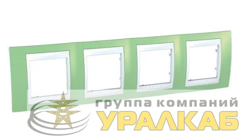 Рамка 4-м Unica Хамелеон горизонт. зел. яблоко/бел. SchE MGU6.008.863 детальная картинка