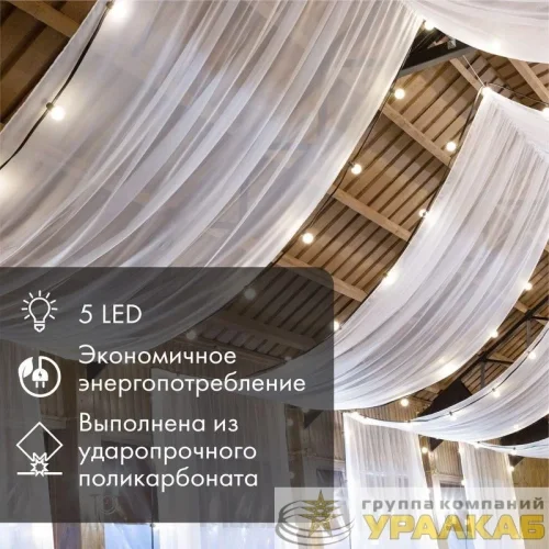 Лампа светодиодная 2Вт шар d45 5LED тепл. бел. E27 Neon-Night 405-116 детальная картинка