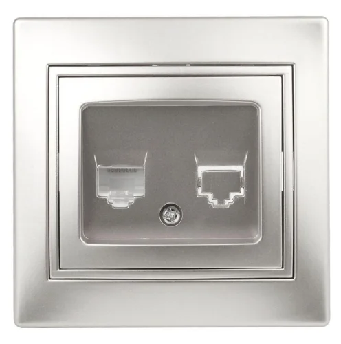 Розетка СП Plano 1-303-03 информационная RJ45 IP20 алюм. Intro Б0030086 детальная картинка