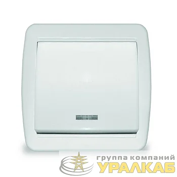 Выключатель 1-кл. ОП Клио с подсветкой 10А IP44 бел. UNIVersal 