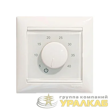 Термостат механический Th-HF-V-W 16А 3.6кВт для теплых полов датчик пола с возможн. установкой в рамку Legrand Valena бел. EXTHERM Th-HF-V-W