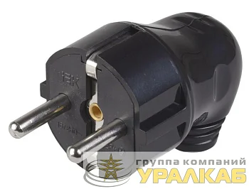 Вилка угловая ВПу11-02-Ст разборная с заземл. 16А черн. IEK EVP11-16-01-K02