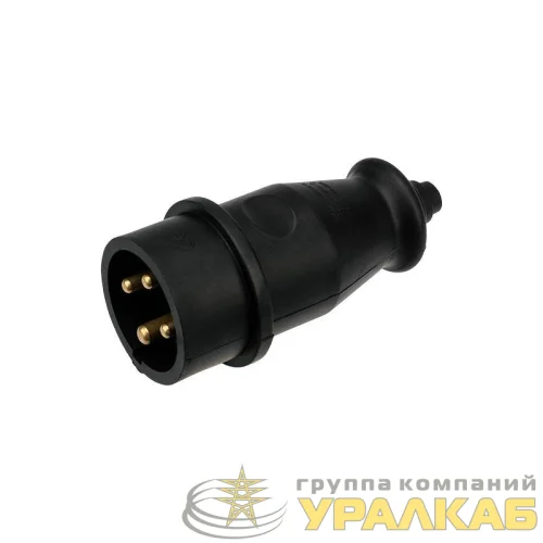 Вилка переносная влагозащ. 3P+PE 32А IP44 каучук черн. Rexant 111-006 детальная картинка