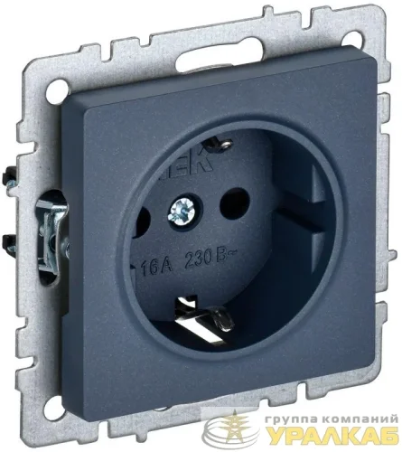 Розетка 1-м СП BRITE РС14-1-0-БрМ 16А с заземл. защ. шторки механизм маренго IEK 