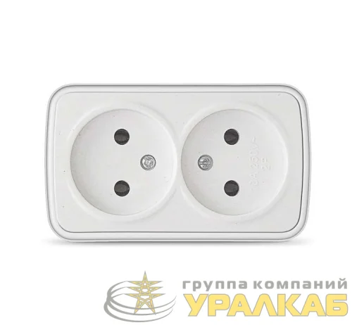 Розетка 2-м ОП Электра 16А IP20 без заземл. бел. Союз 0024 детальная картинка