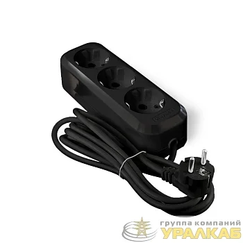 Удлинитель 3х2м с заземл. 16А IP20 Е-303 ПВС 3х1 АБС-пластик черн. UNIVersal 