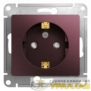 Розетка 1-м СП Glossa 16А IP20 250В с заземл. защ. шторки механизм баклажан. SE GSL001145