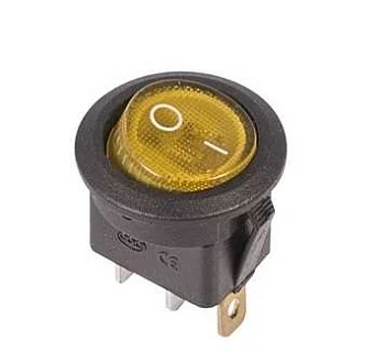 Выключатель клавишный круглый 250В 6А (3с) ON-OFF желт. с подсветкой (RWB-214 SC-214 MIRS-101-8) Rexant 