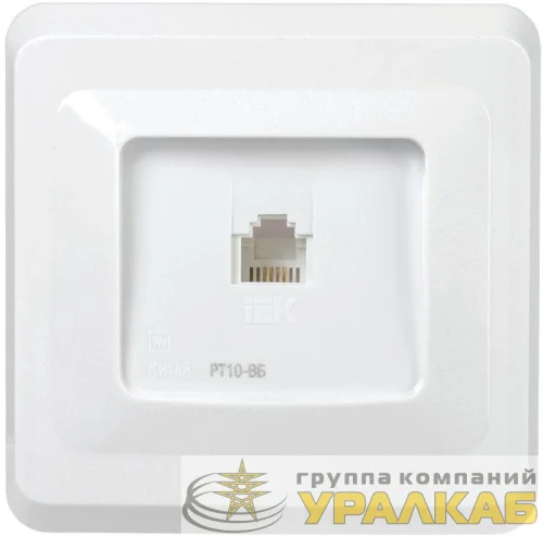 Розетка телефонная 1-м СП Вега РТ10-ВБ RJ11 бел. IEK ETV10-K01-DM детальная картинка