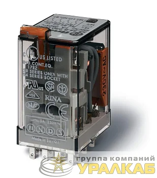 Реле миниатюрное универсальное электромеханич. монтаж в розетку 4CO 7А AgNi 230В AC RTI FINDER 553482300040