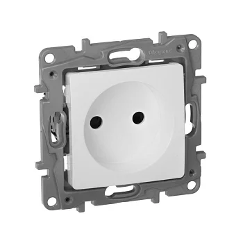 Механизм розетки 1-м СП Etika 2К 16А защ. шторки без заземл. винт. зажимы бел. Leg 