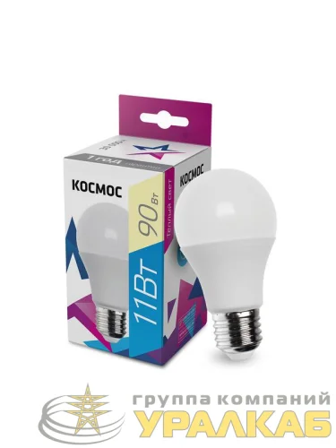 Лампа светодиодная A60 11Вт 3000К E27 220В КОСМОС LkecLED11wA60E2730 детальная картинка
