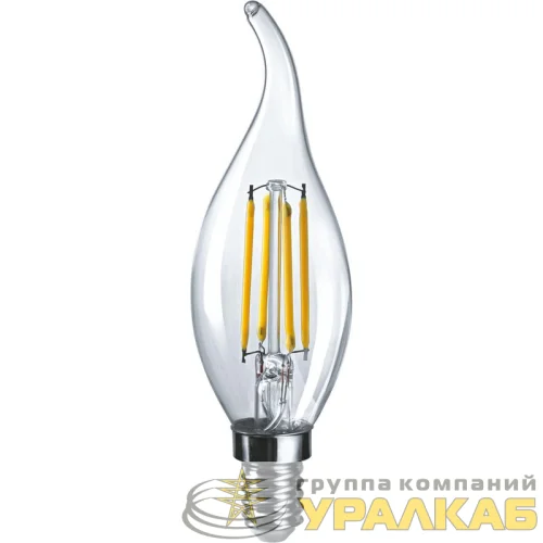 Лампа светодиодная филаментная 80 899 OLL-F-FC35-10-230-4K-E14 10Вт свеча на ветру прозрачная 4000К нейтр. бел. E14 1000лм 220-240В ОНЛАЙТ 80899 детальная картинка