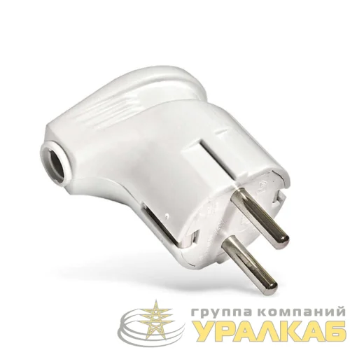 Вилка электрическая угловая 16А 250В с заземл. бел. (еврослот) UNIVersal А105 детальная картинка