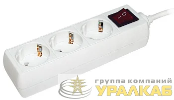 Удлинитель 3х5м с заземл. 16А IP20 У03К 2P+PE 250В ПВС 3х1 с выкл. IEK WYP10-16-03-05-ZK-N