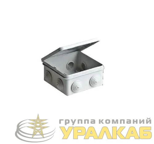 Коробка распределительная ОП 100х100х50мм 8 вводов откид. крышка IP54 сер. Ruvinil 67045 детальная картинка