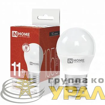 Лампа светодиодная LED-ШАР-VC 11Вт шар 4000К нейтр. бел. E27 1050лм 230В IN HOME 4690612020617