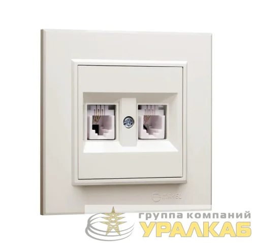Розетка компютерная CAT5 + гнездо СП Karea IP20 крем. Makel 56010035 детальная картинка