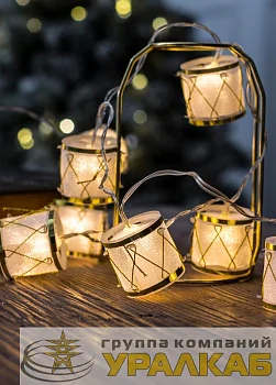 Гирлянда светодиодная "Барабаны" pvc 5х4см 10LED тепл. бел. 1.8+0.3м КОСМОС KOC_GIR-B117 Гирлянда светодиодная "Барабаны" pvc 5х4см 10LED тепл. бел. 1.8+0.3м КОСМОС KOC_GIR-B117
