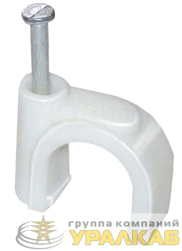 Скоба крепежная круглая с гвоздем d5мм пластик. (уп.20шт) IEK 