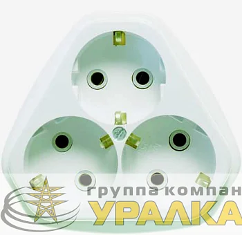 Розетка 3-м СП РС10/16-835 16А IP20 с заземл. бел. Кунцево 5929