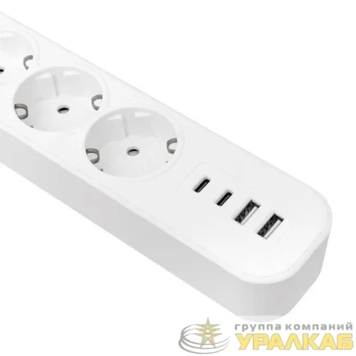 Удлинитель 5х5м IP20 2USB 2.4А+2type-C LUX 1.5кв.мм EKF 