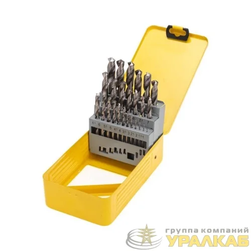 Набор сверл по металлу 1-13мм (через 0.5мм) HSS цилиндрический хвостовик метал. кейс 25шт Kranz 