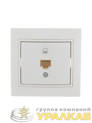 Розетка компьютерная 1-м СП Mira RJ45 бел./бел. LEZARD 701-0202-139 детальная картинка