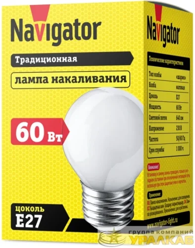 Лампа накаливания 94 313 NI-C-60-230-E27-FR Navigator 94313 детальная картинка
