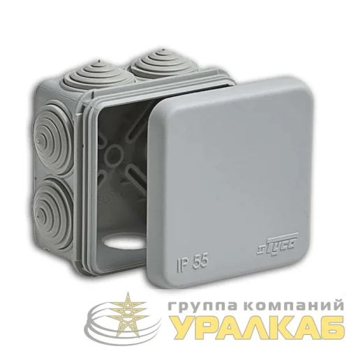 Коробка распределительная ОП 70х70х40мм 7 вводов IP55 сер. Ruvinil 67030 детальная картинка