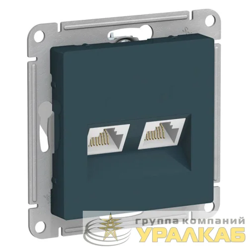 Механизм розетки компьютерной 2-м AtlasDesign RJ45 + RJ45 кат.5e изумруд SchE ATN000885 детальная картинка