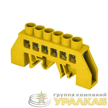 Шина нулевая PE 8х12 6 отвер. латунь желт. нейлоновый корпус комбинированный PROxima EKF 