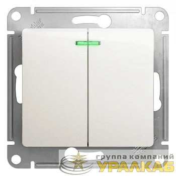Выключатель 2-кл. СП Glossa 10А IP20 (сх. 5а) 10AX с подсветкой механизм перламутр. SE 