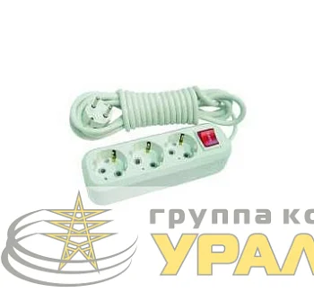 Удлинитель 3х5м с заземл. 16А IP20 с выкл. пластик. Makel MGP214