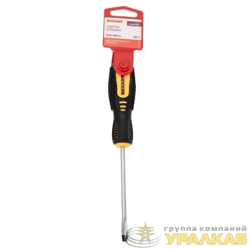 Отвертка шлицевая SL 5х100мм двухкомпонентн. рукоятка Rexant 