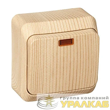 Выключатель 1-кл. ОП Этюд Дача 10А IP20 с подсветкой сосна SE BA10-005D