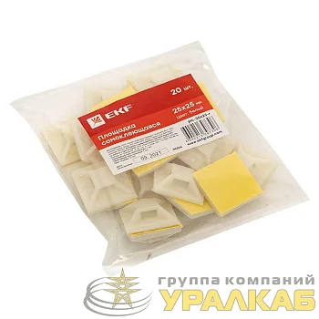 Площадка самоклеящаяся 25х25мм бел. (уп.20шт) PROxima EKF plc-25x25-r