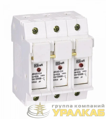 Держатель предохранительного типа C14 ДП102-С14-3P со светодиодной индикацией DEKraft 21388DEK детальная картинка