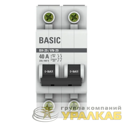 Выключатель нагрузки 2п 40А ВН-29 Basic EKF SL29-2-40-bas детальная картинка