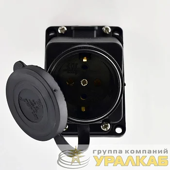 Розетка ОП 16А 2P+PE IP44 220-240В наклонная каучук LEZARD 