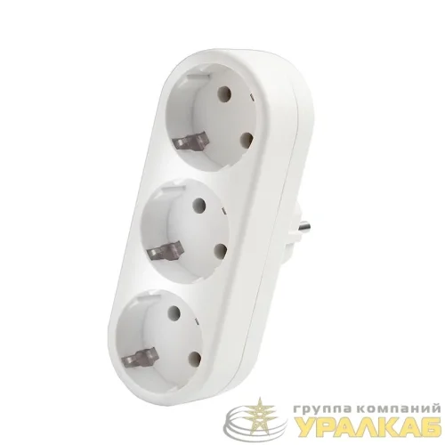 Разветвитель 3-м плоский с заземл. 16А 3500Вт 250В бел. DОМТОК 