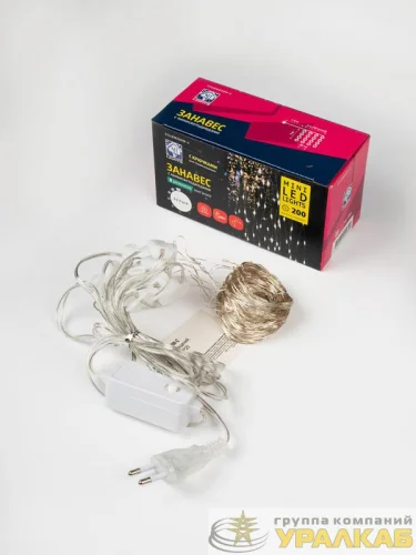 Гирлянда "Занавес" ICLLDM200W-C 200LED белых 3х2 м 8режимов IP20 SHLights 4690601054340 детальная картинка