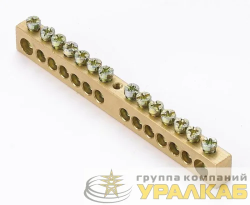 Шина нулевая 14 групп/крепеж по центру 8х12мм DEKraft 